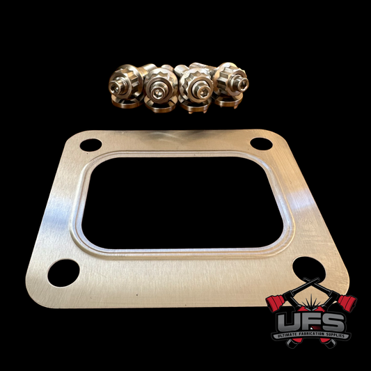 Stainless steel turbo inlet gasket and titanium studs for t3 turbo