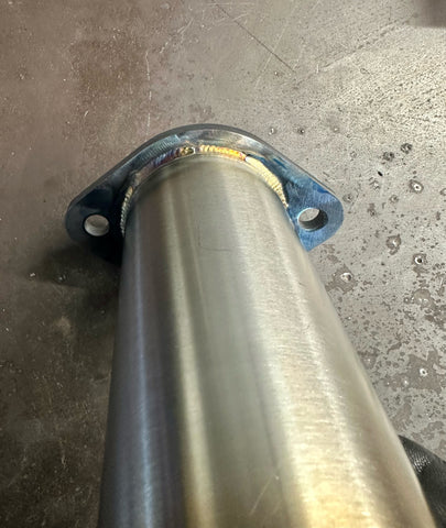 2 bolt exhaust flange welded to stainless tube