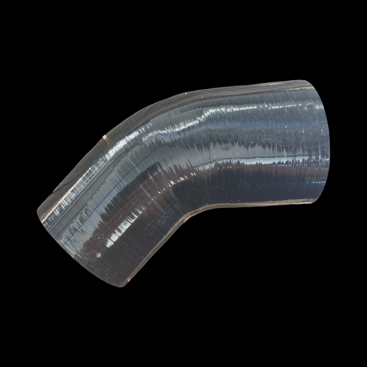 45 degree silicone hose joiner side profile showing the bend angle