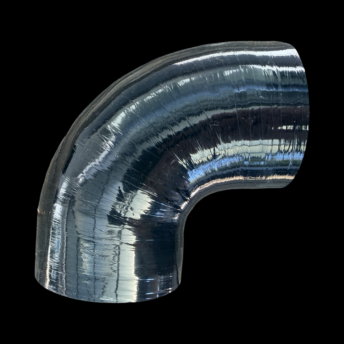 90 degree silicone hose joiner side profile showing the moulded elbow