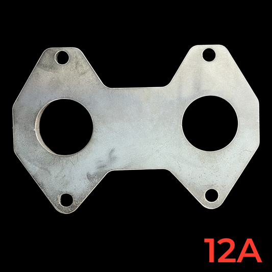 Mazda 12A steel exhaust flange with 51 mm ports for custom rotary manifold fabrication
